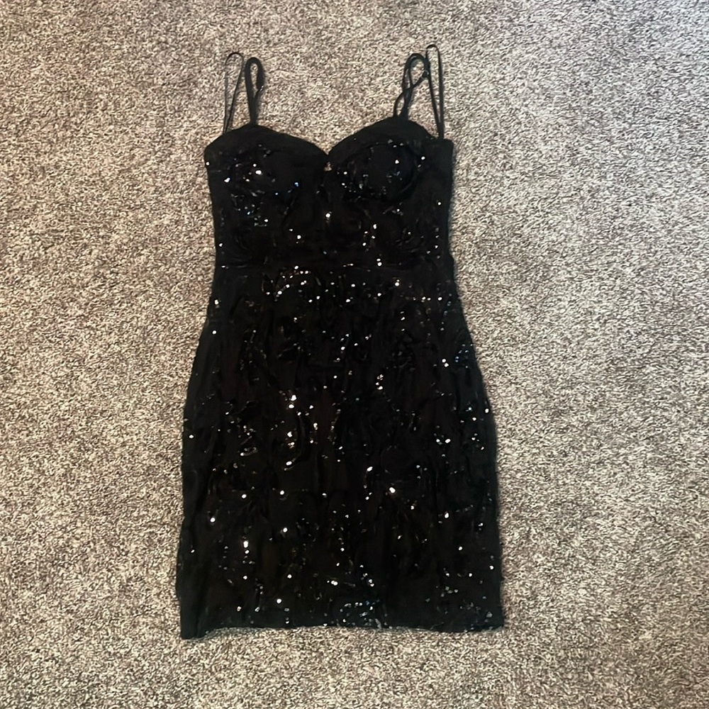 Windsor Black Sequin Homecoming Dress